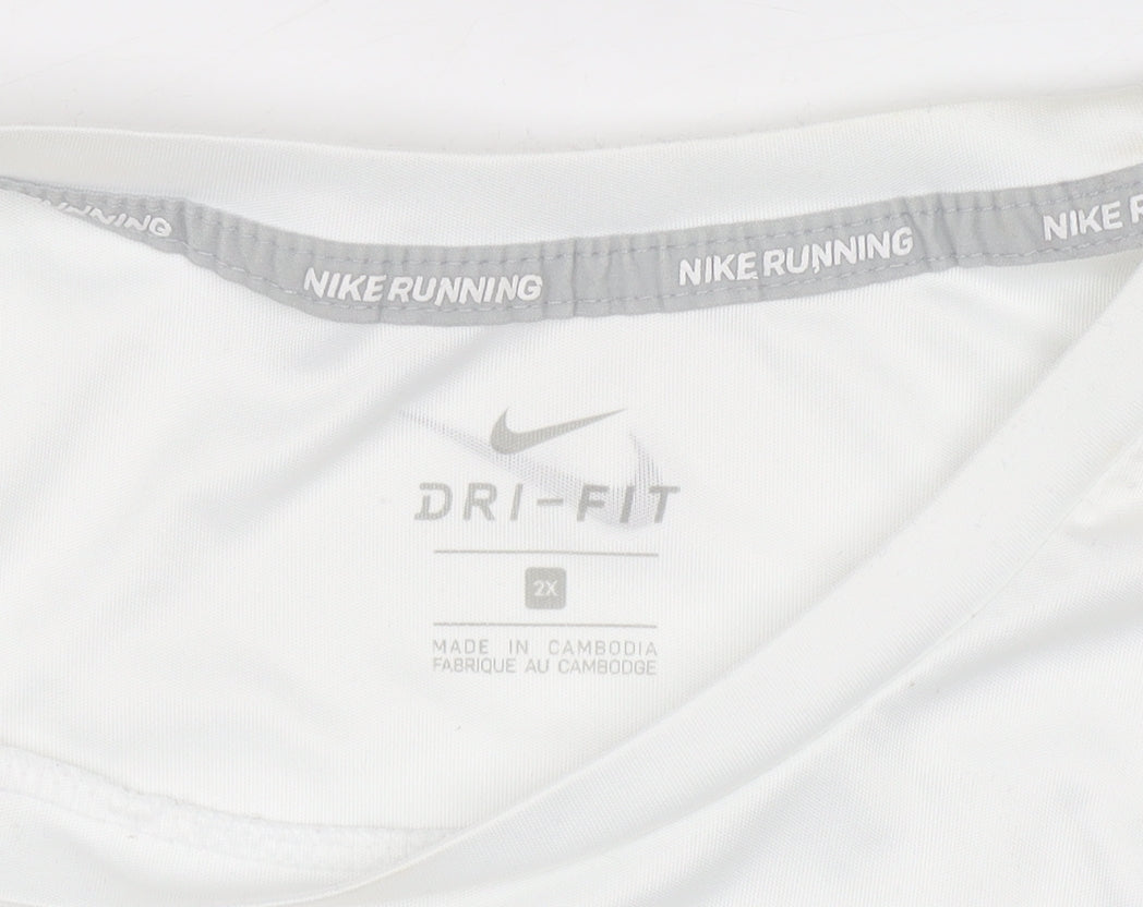 Nike Men's White 2XL Dri-FIT Running Sports T-Shirt