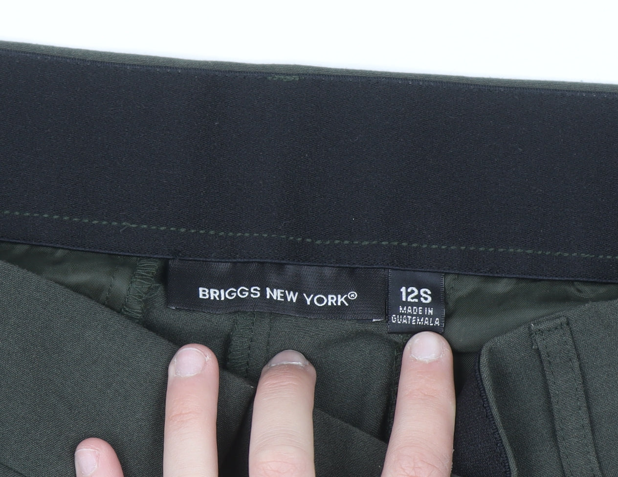 Briggs New York Womens Green 12S Petite Stretch Straight Trousers