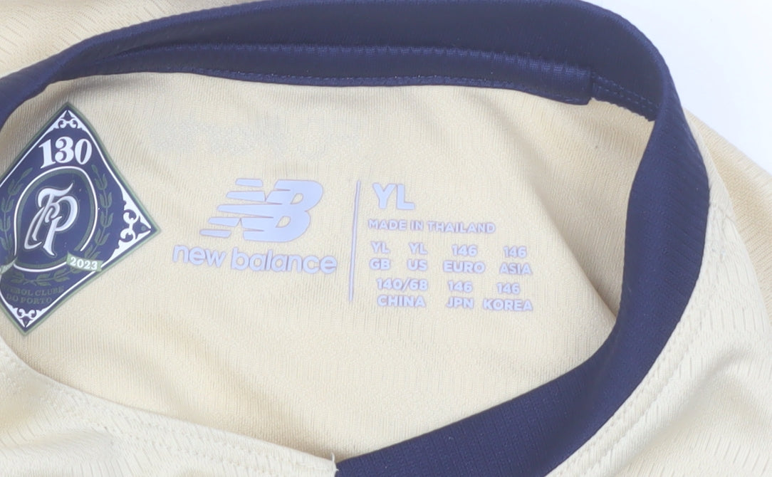 New Balance Boys Beige FC Porto Short Sleeve Football Jersey Size 146