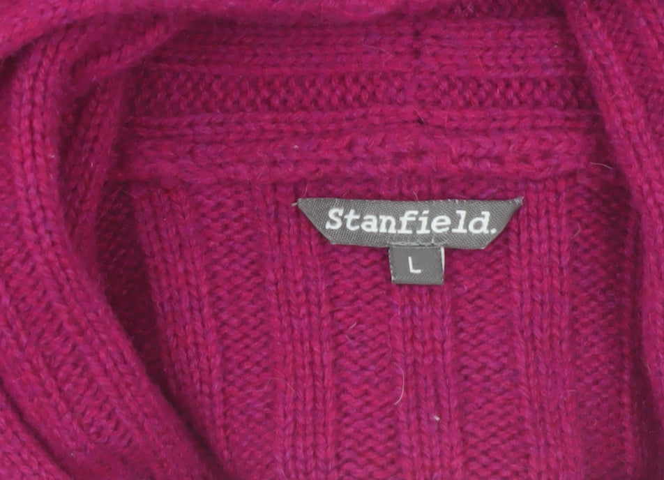 Stanfield Womens Pink Wool Blend Cardigan Jumper Size L