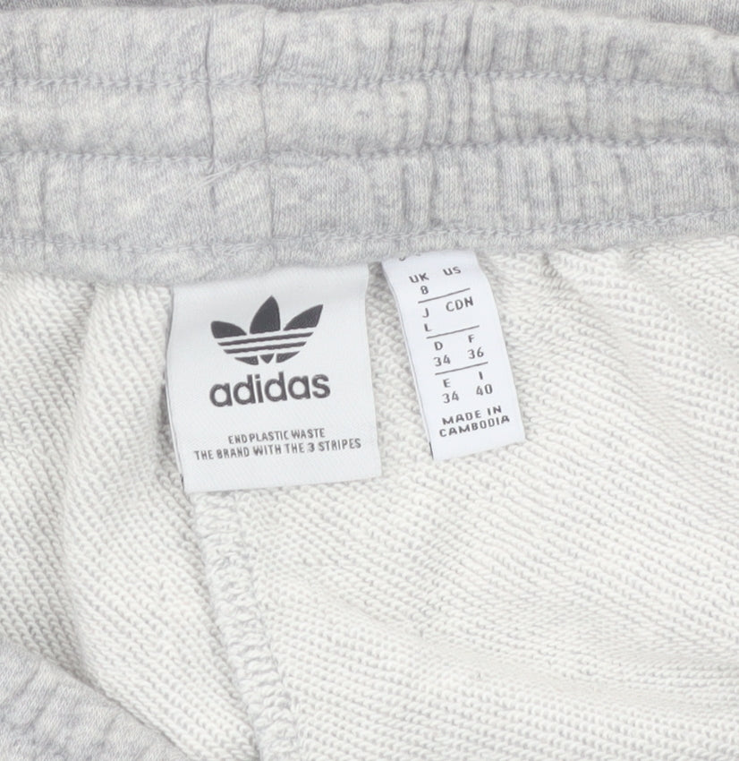Adidas Womens Grey Sweat Shorts Size 8 Cotton Blend Activewear