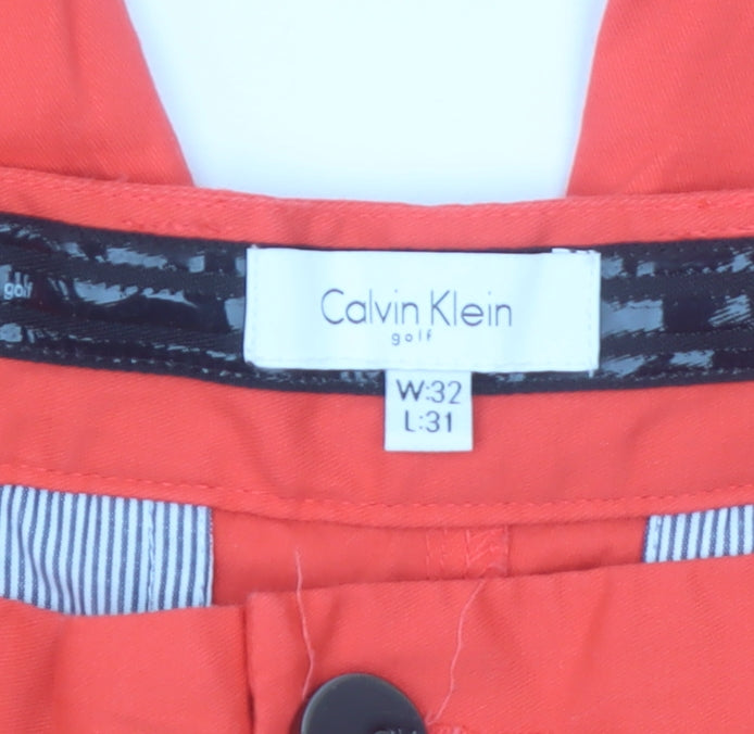 Calvin Klein Golf Men's Red Chino Trousers W32 L31 Cotton Blend