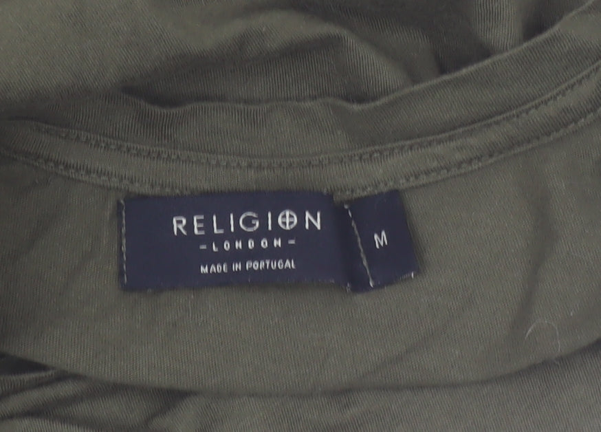 Religion London Men's Green Crew Neck Short Sleeve T-Shirt Size M