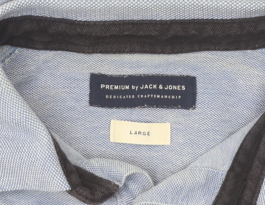 Jack & Jones Premium Blue Cotton Men's Polo Shirt Size L