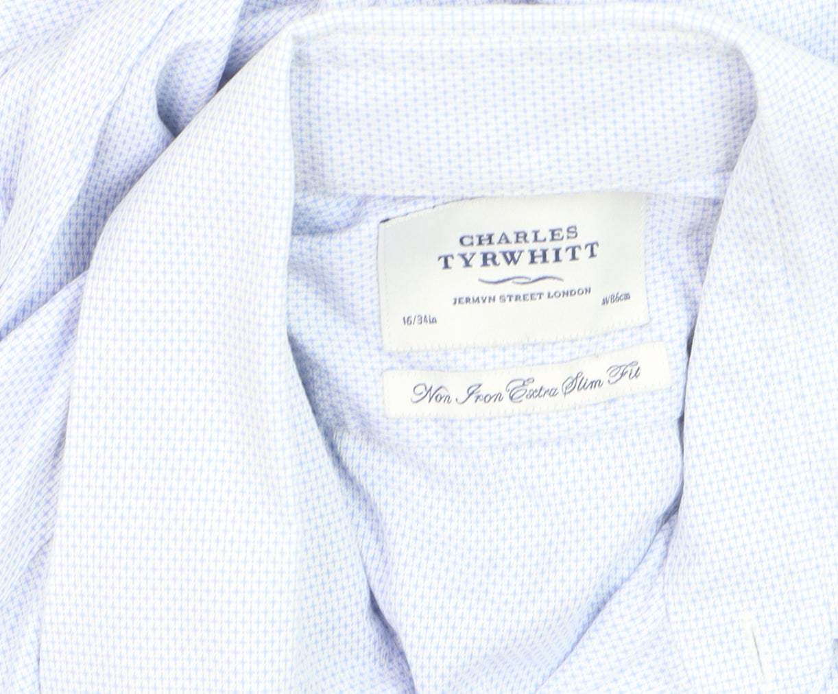 Charles Tyrwhitt Men's Blue 16in Extra Slim Fit Non-Iron Cotton Shirt