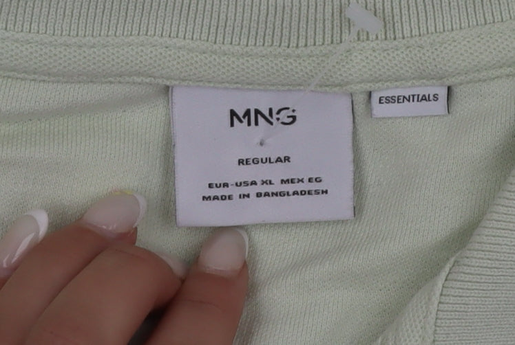 MNG Men's Green Regular Fit Cotton Short Sleeve Polo Shirt XL