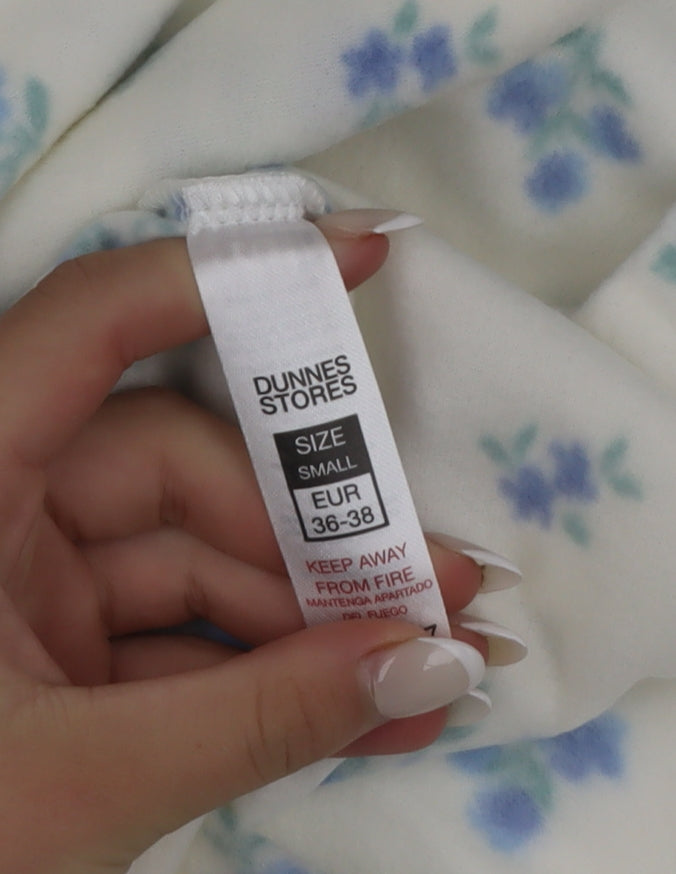 Dunnes Stores Womens White Floral Fleece Pyjama Pants Size 8
