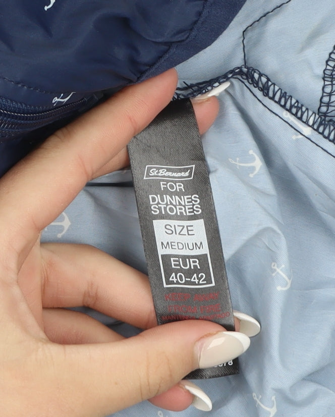 St. Bernard for Dunnes Stores Women's Blue Anchor Print Hooded Rain Jacket Size 14