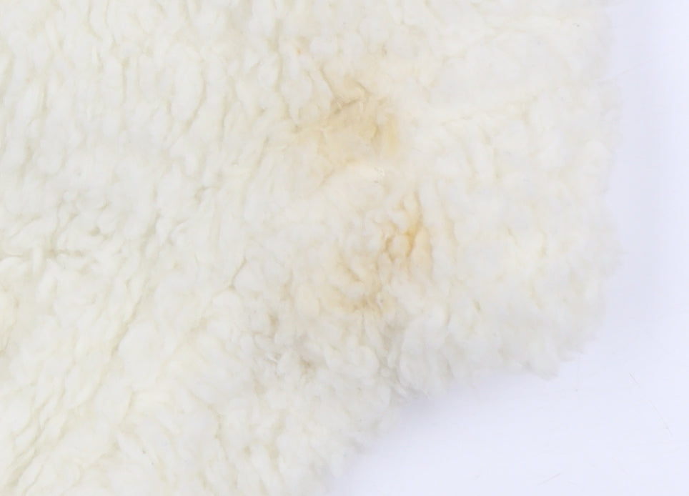 Marks and Spencer Women Ivory Fleece Coatigan L Relaxed Fit Open Front