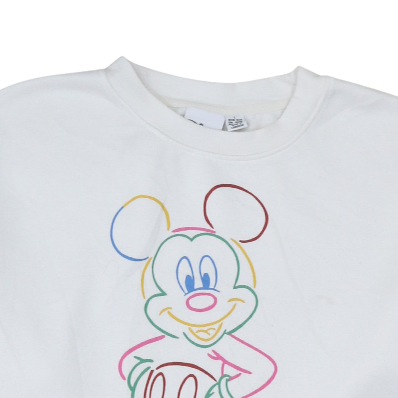 Disney Womens White Mickey Mouse Pullover Sweatshirt Size L 14/16