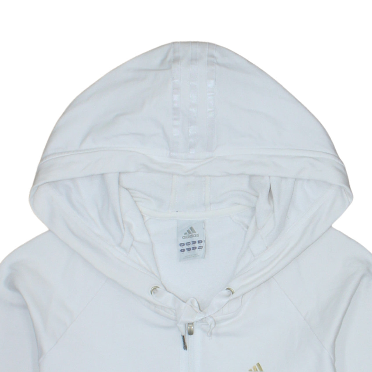 Adidas Women's White Full Zip Hoodie Size 10 Cotton Blend