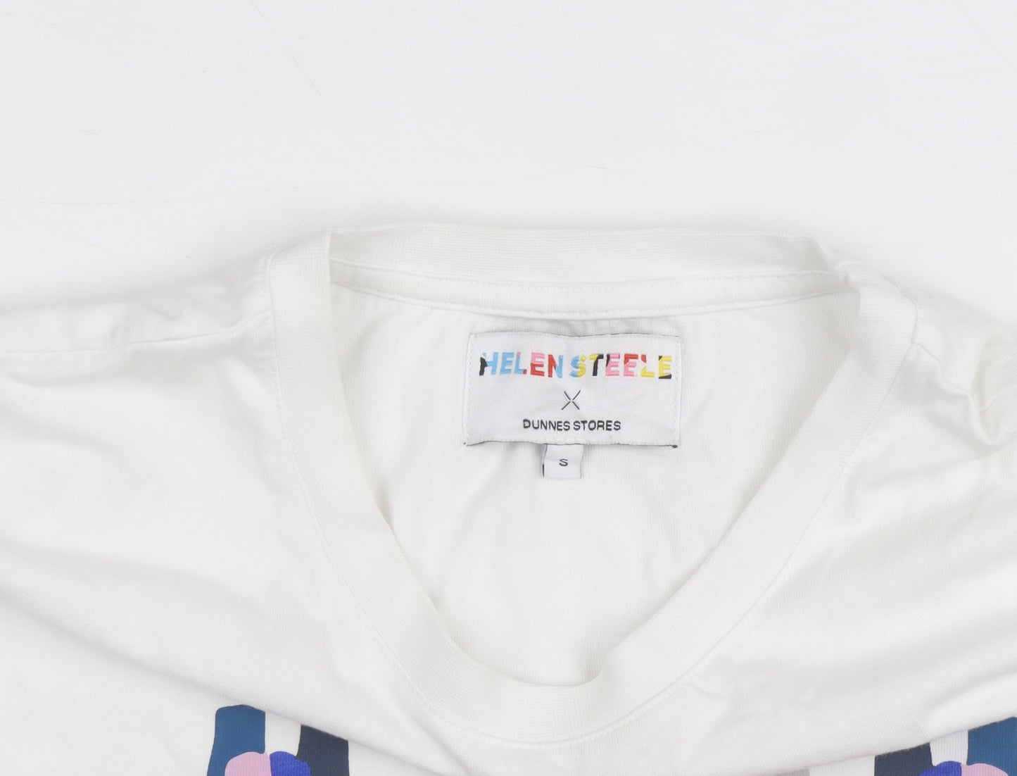 Helen Steele x Dunnes Stores Men's White Graphic Cotton T-Shirt Size S