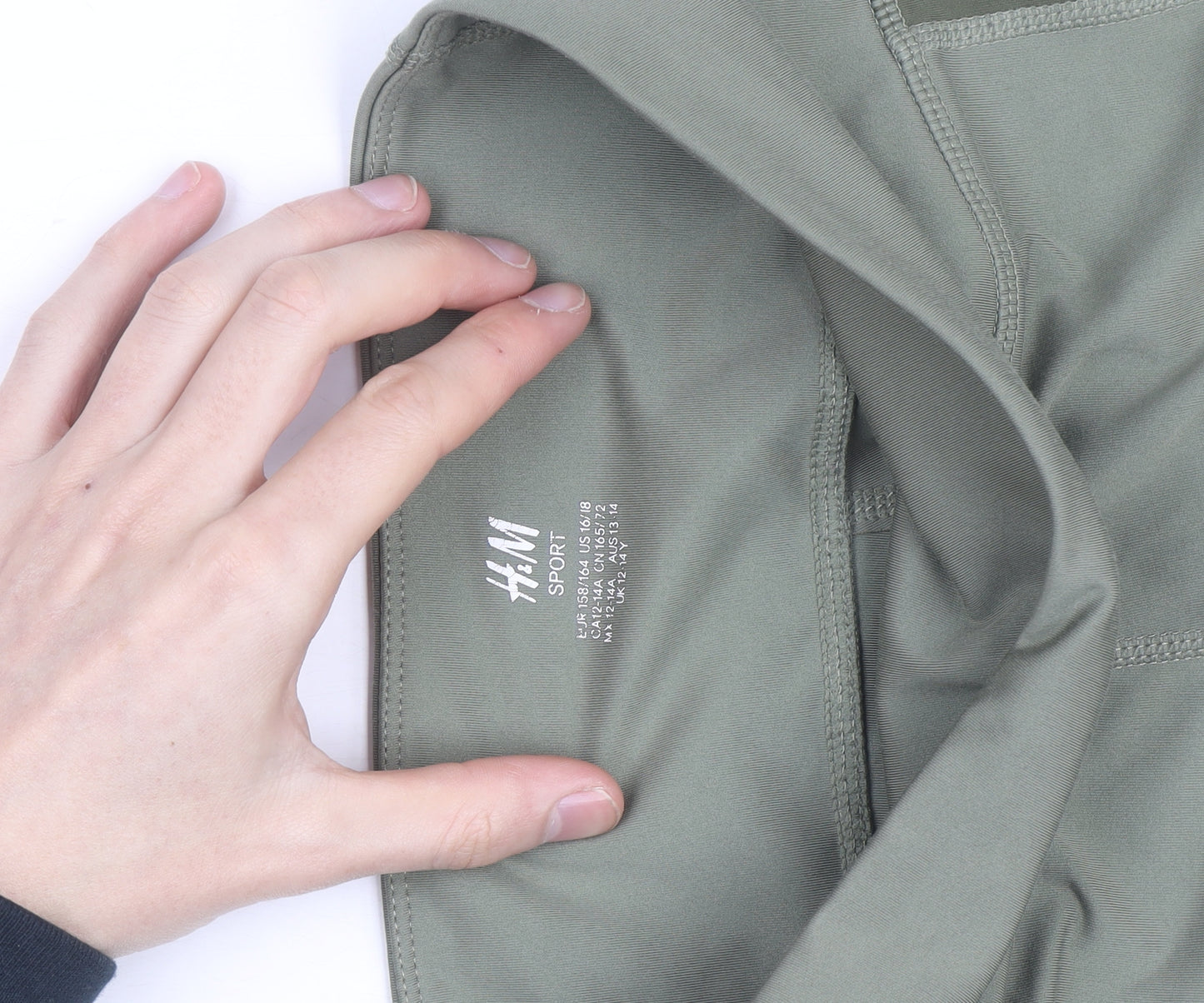 H&M Women Green M Active Leggings with Side Pockets