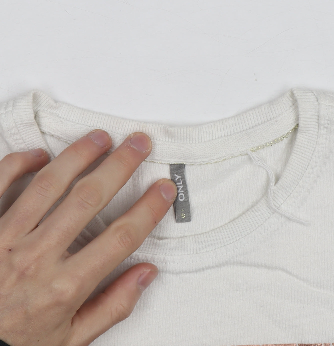 ONLY Women’s White Minimalist Print Cotton T-Shirt Size S