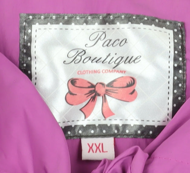 Paco Boutique Womens Pink XXL Hooded Drawstring Mid-Length Coat