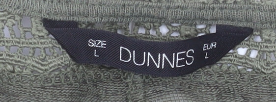 Dunnes Womens Green Crochet Open Knit Cardigan L Relaxed Fit