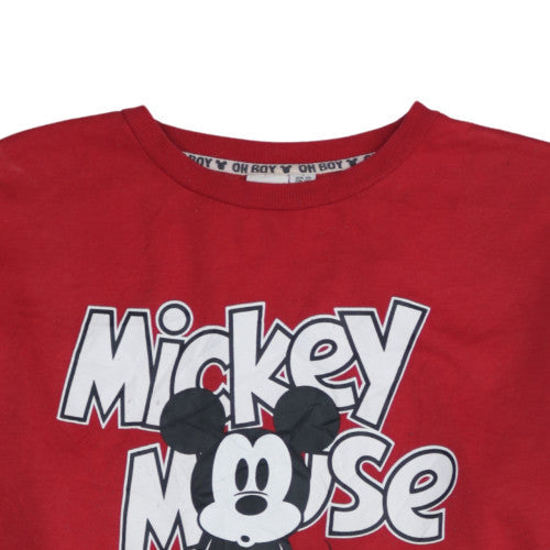 Disney Women Red Mickey Mouse Pullover Sweatshirt Size L 14/16