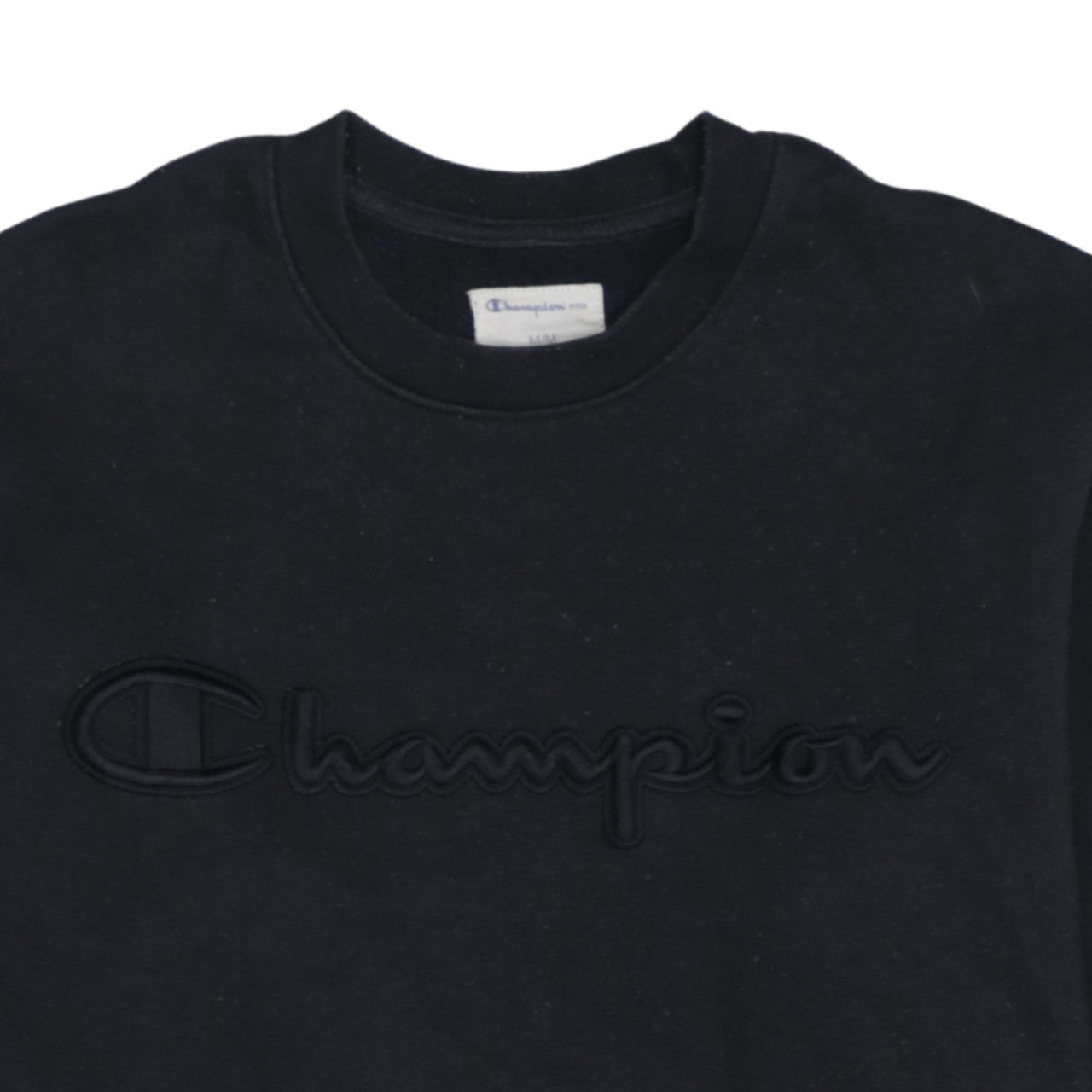 Champion Men's Black Crew Neck Embroidered Logo Sweatshirt M