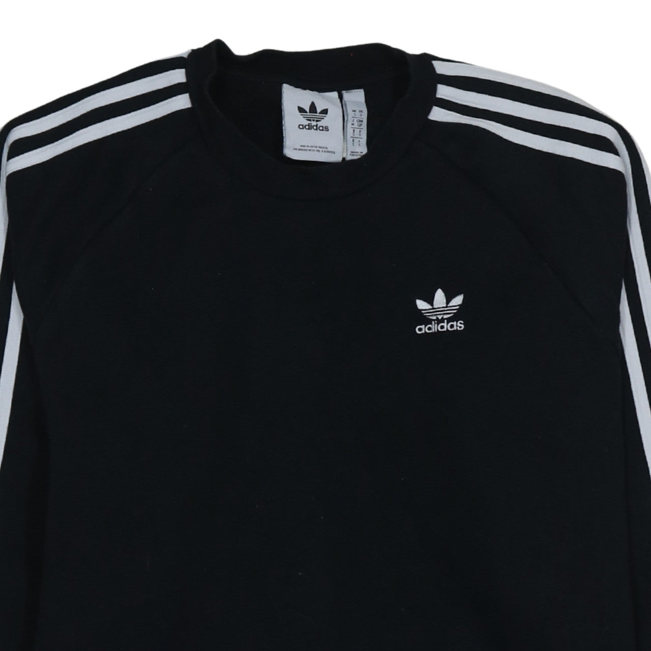 Adidas Men's Black Small Pullover Sweatshirt Crew Neck Logo Stripe