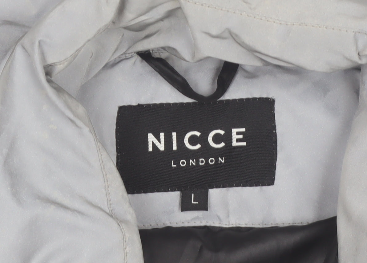 Nicce London Men's Grey Puffer Waistcoat Vest Size L Regular Fit