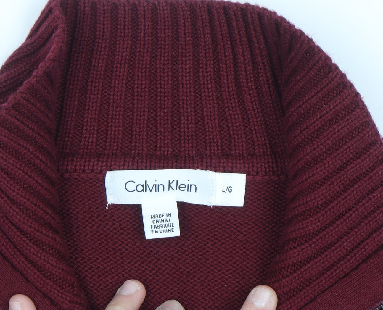 Calvin Klein Men's Red Half Zip Knit Jumper Size L