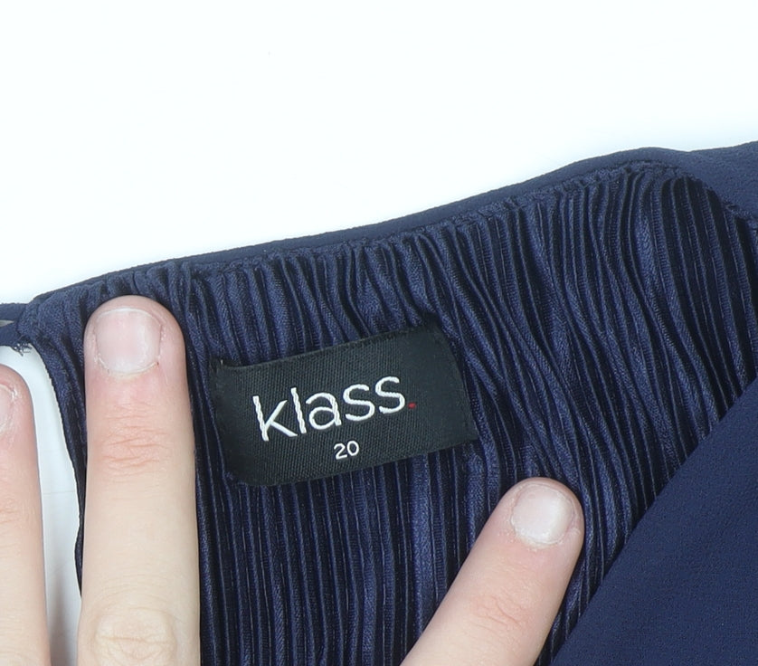 Klass Women Navy Blue Asymmetrical Sleeveless Blouse Size 20