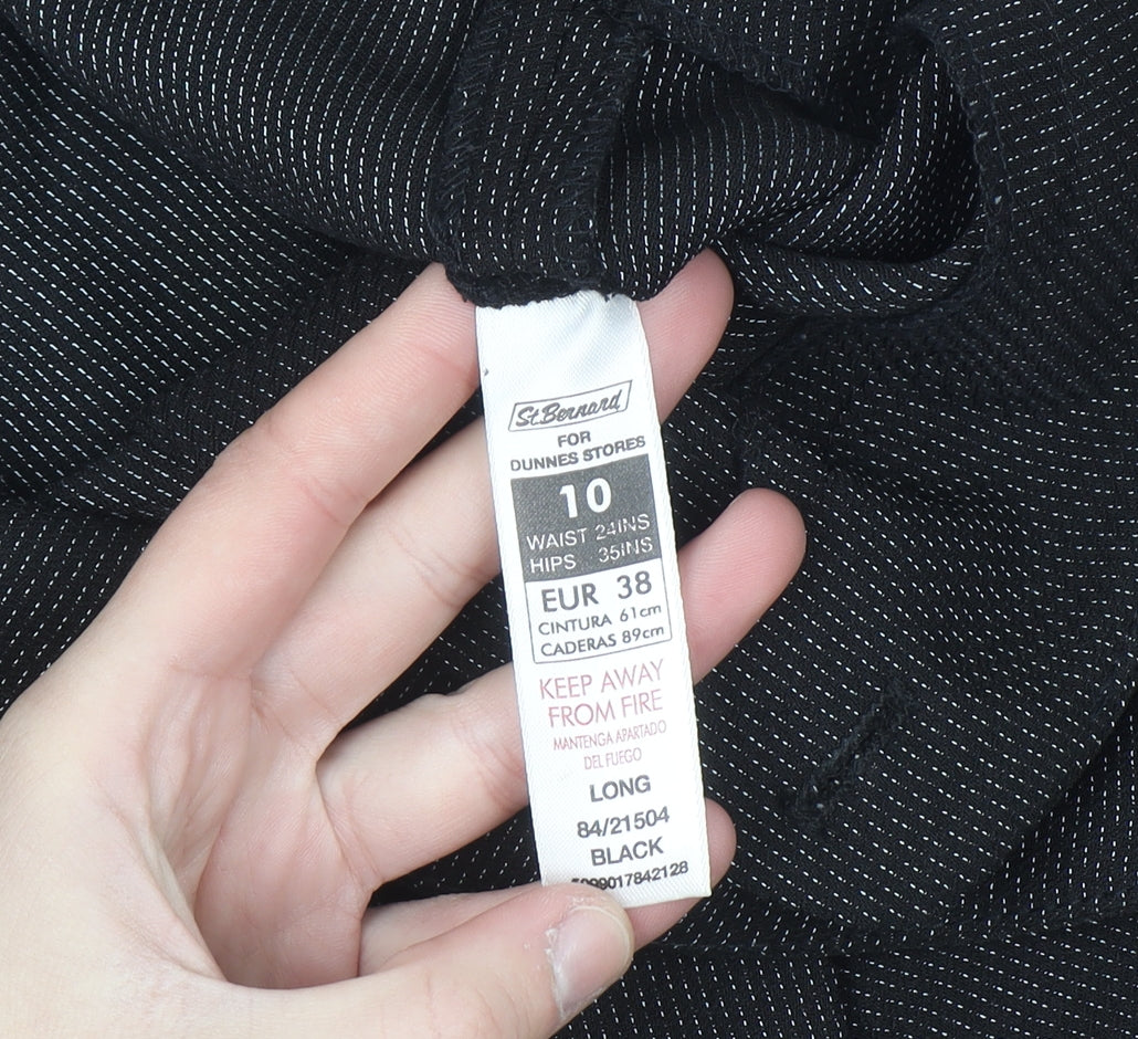 Dunnes Stores Womens Black Straight Leg Trousers Size 10 Regular Fit