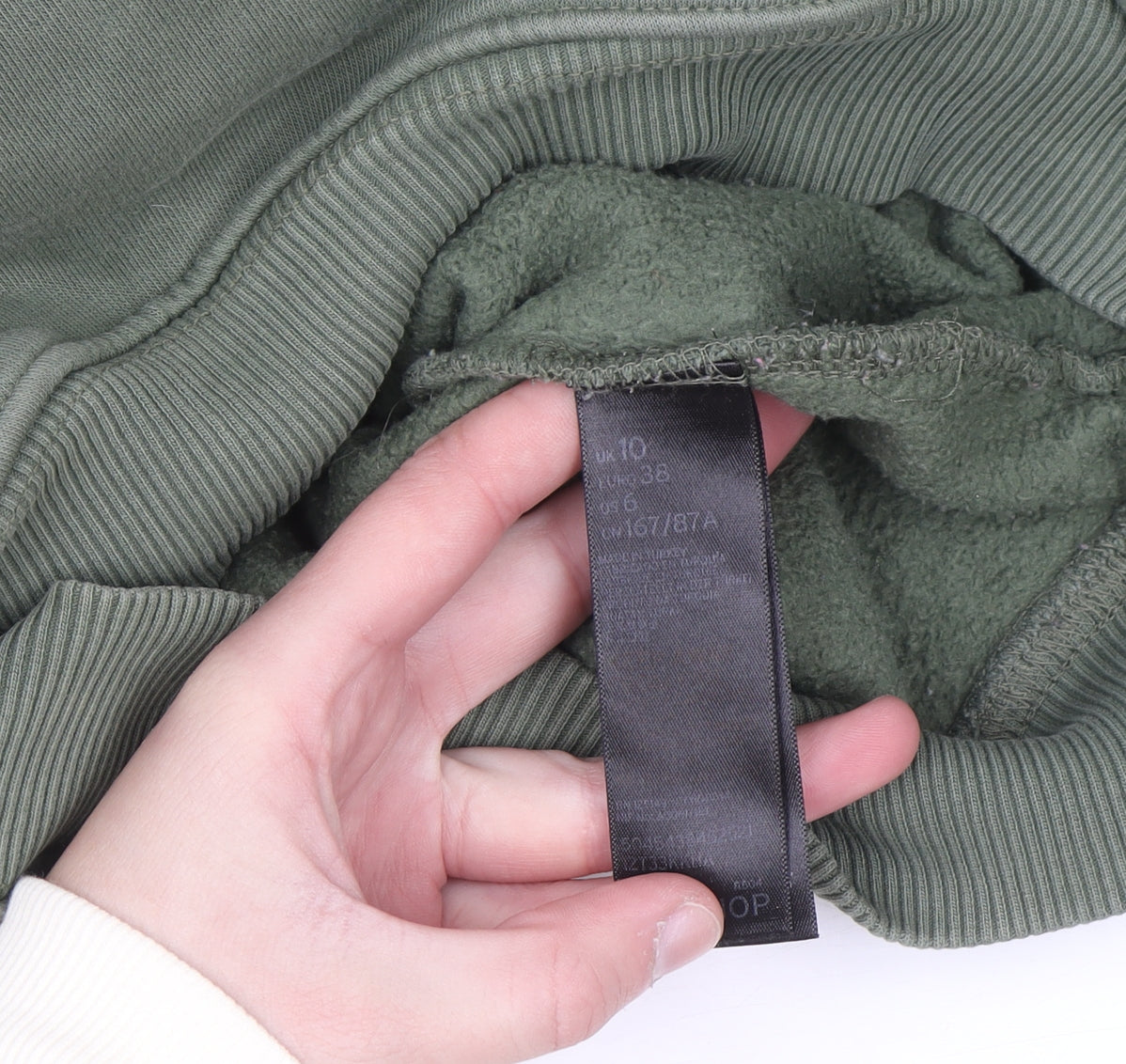 Topshop Women's Khaki Air Force Pullover Hoodie UK 10 Cotton Blend