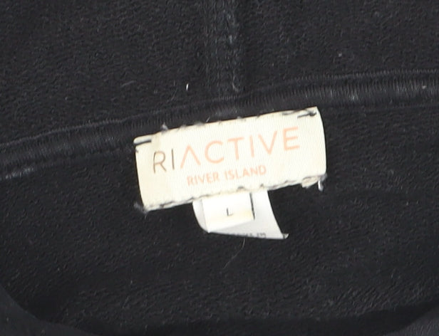 River Island RI Active Black Women's L Hoodie Backless Long Sleeve