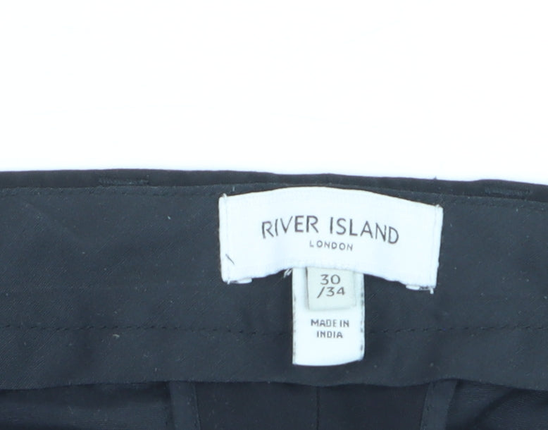 River Island Women's Black Chino Trousers Size 12 Regular Fit Workwear