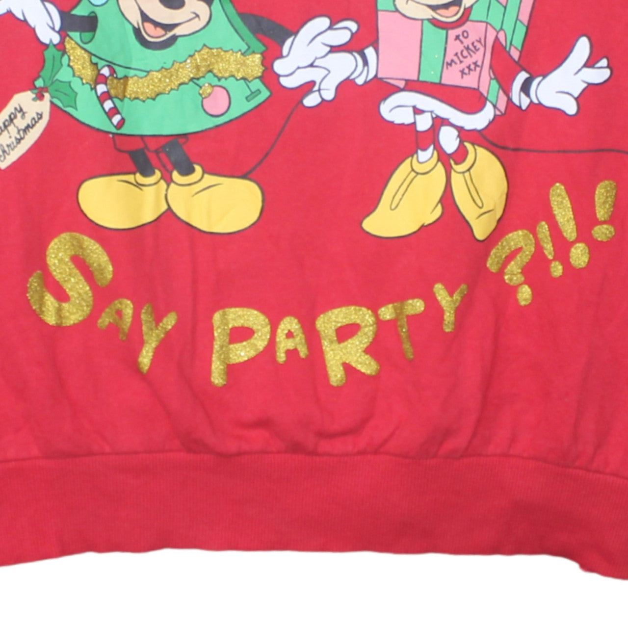 Disney Boys Red Christmas Sweatshirt L 16-18 Mickey & Minnie Graphic Pullover
