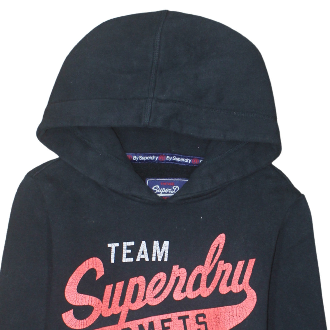 Superdry Men's Black Pullover Hoodie M Team Comets Graphic Sweatshirt