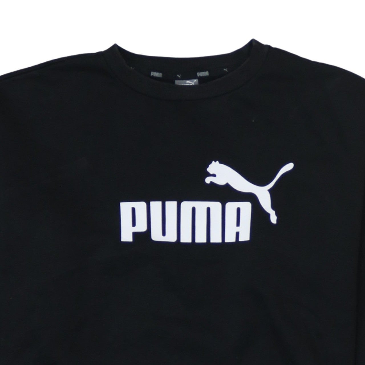 Puma Mens Black Logo Pullover Sweatshirt L Regular Fit Crew Neck
