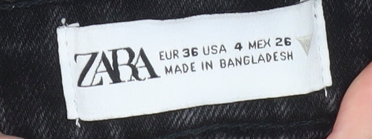 Zara Women’s Black High Rise Cut-Off Denim Shorts Size 8