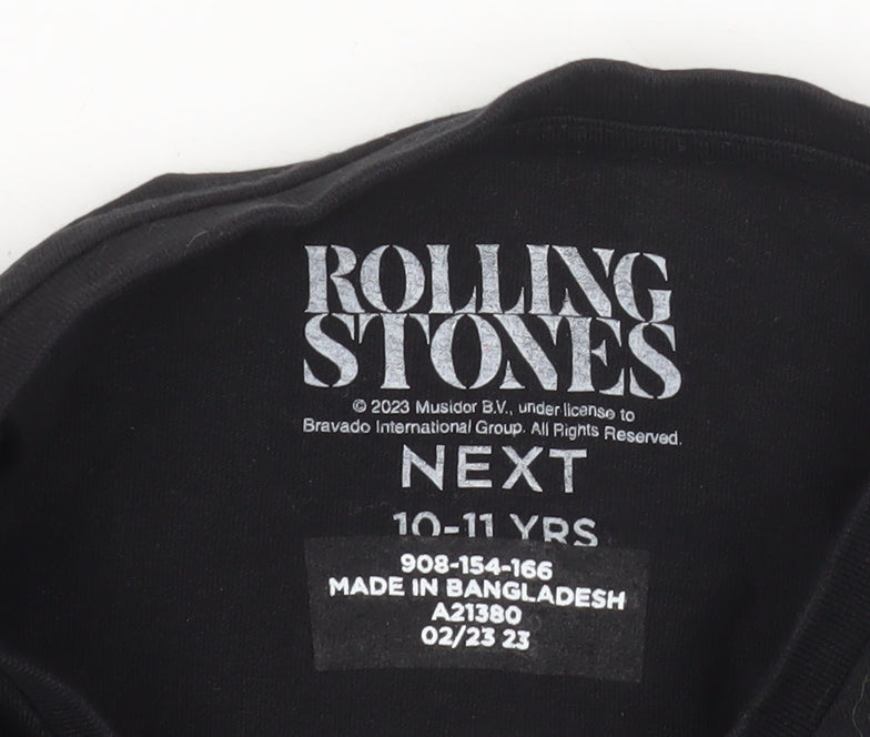 NEXT Girls Black Rolling Stones Graphic Band T-Shirt 10-11 Years