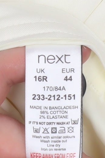 Next Women Ivory Cropped Cotton Trousers Size 16 Regular