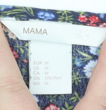 H&M Maternity Multicoloured Floral Short Sleeve Viscose Blouse Size 12