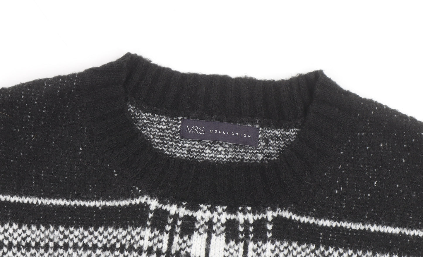 Marks and Spencer Women’s Black Check Knit Pullover Jumper Medium