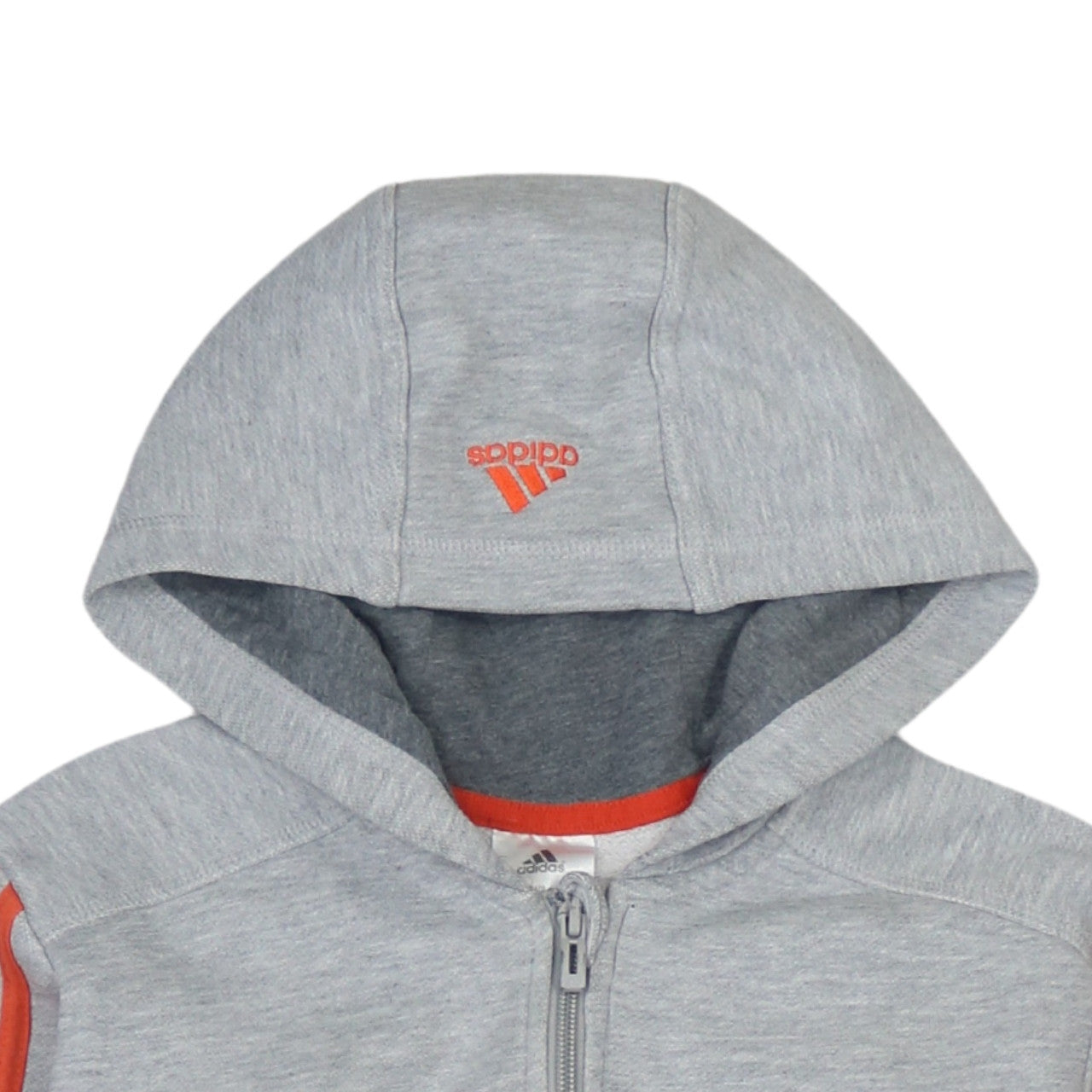 Adidas Boys Grey Full Zip Hoodie 13-14 Years Logo Sportswear