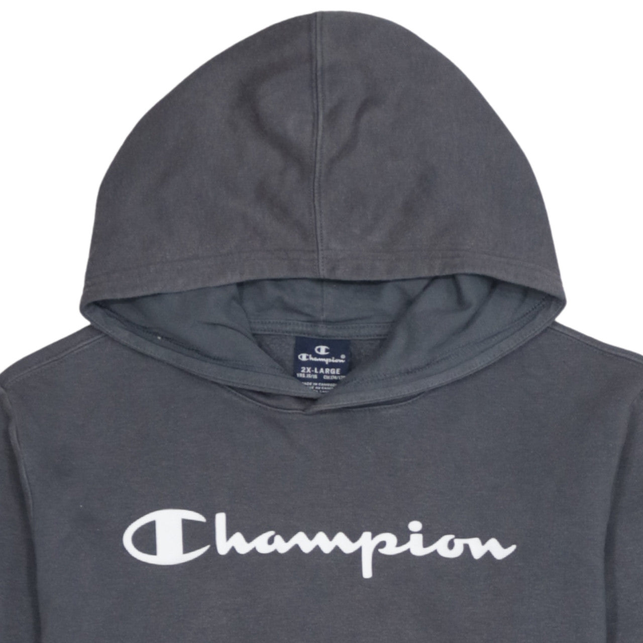 Champion Boys Grey 2XL Pullover Hoodie with Logo Print