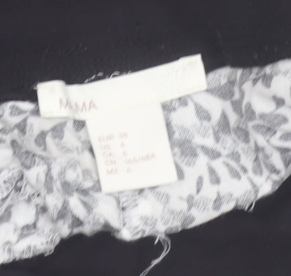 H&M MAMA Women's Black Floral Maternity Tapered Trousers Size 8