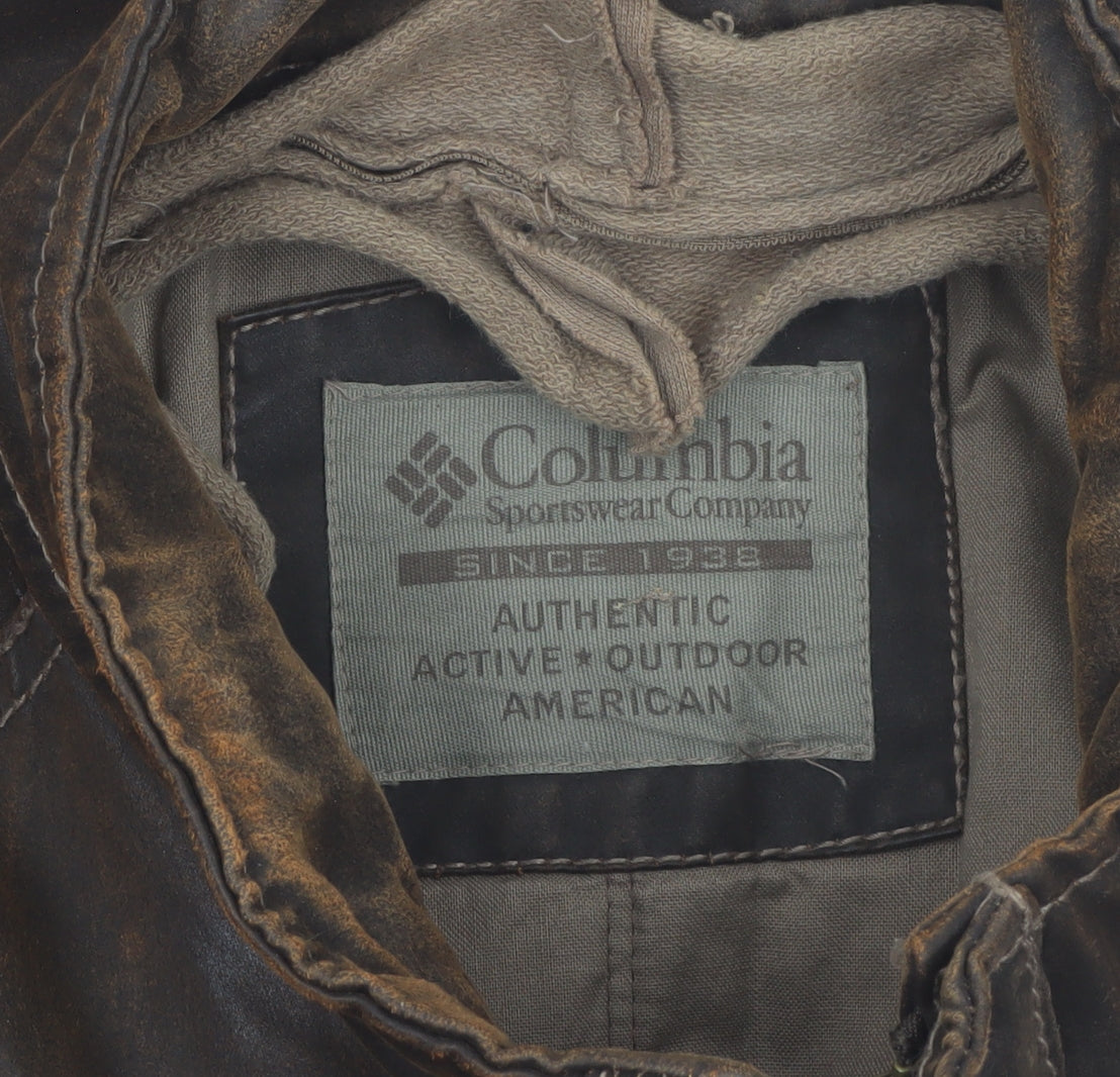Columbia Men's Brown Medium Biker Style Cotton Blend Jacket