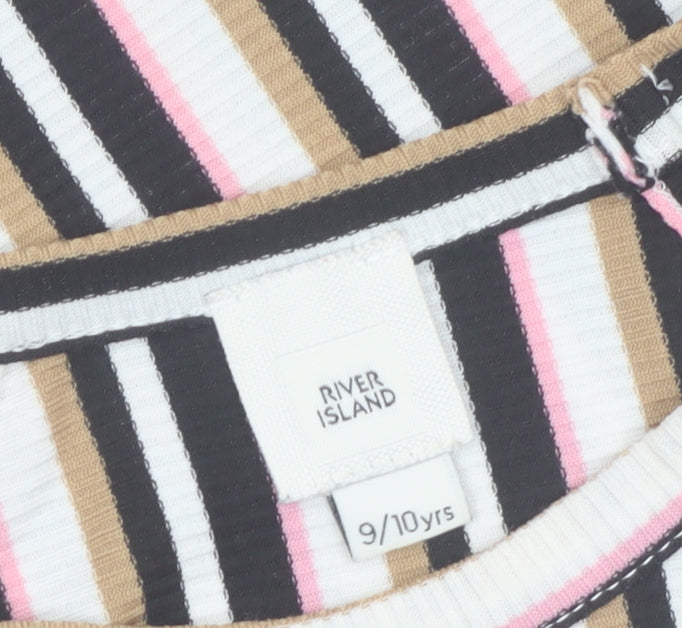 River Island Teens Multicoloured Striped Cropped Halter Tank Top 9/10yrs