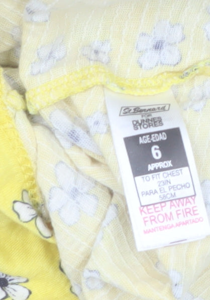 St. Bernard Girls Yellow Floral Button Blouse Top 6 Years Lightweight Summer