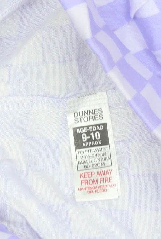 Dunnes Stores Girls Purple Check Cotton Hot Pants Shorts 9-10 Years