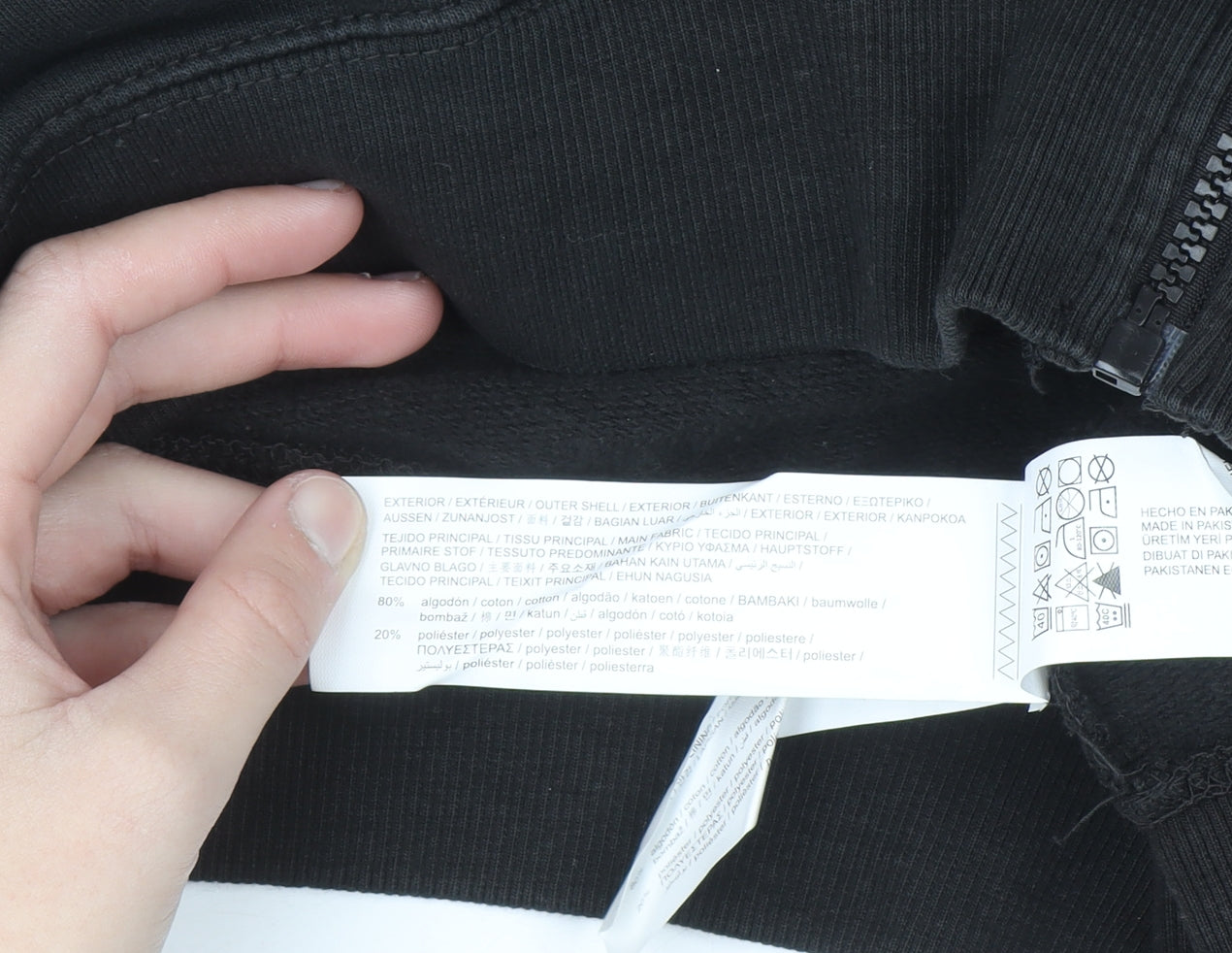 Pull&Bear Teen Black Cropped Full Zip Hoodie Size S