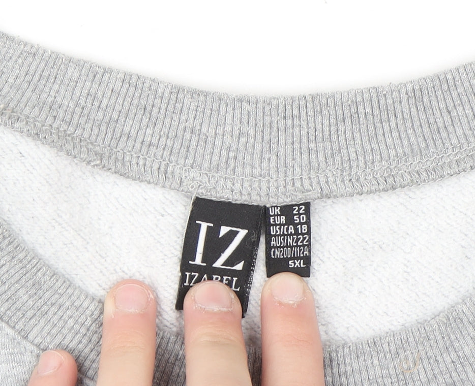 Izabel Women Grey Lovely Slogan Pullover Sweatshirt Size 22