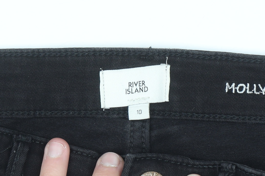 River Island Womens Black Skinny Jeans Size 10 Slim Fit Stretch