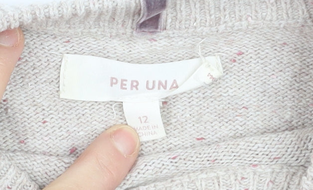 Marks and Spencer Per Una Womens Beige Size 12 Crew Neck Jumper