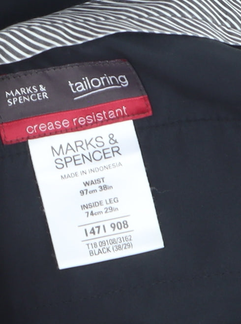 Marks and Spencer Men's Black Crease Resistant Dress Pants 38x29